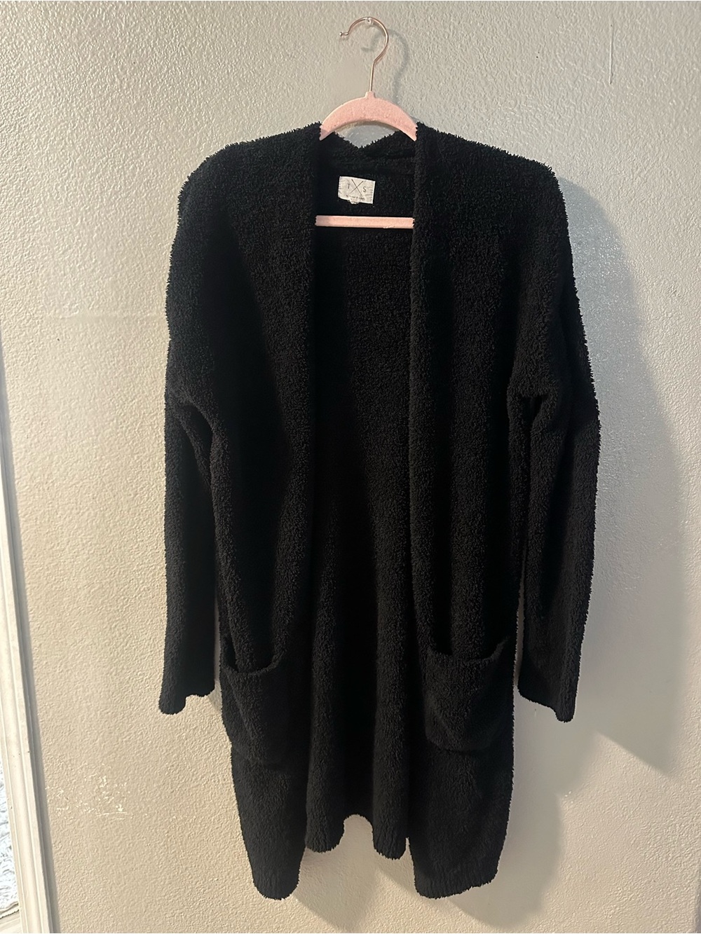 Thread & Supply Black Open-Front Plush Cardigan